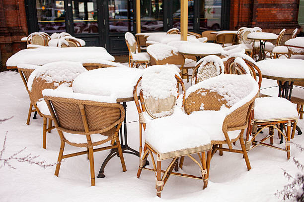 Outdoor cafe in winter
