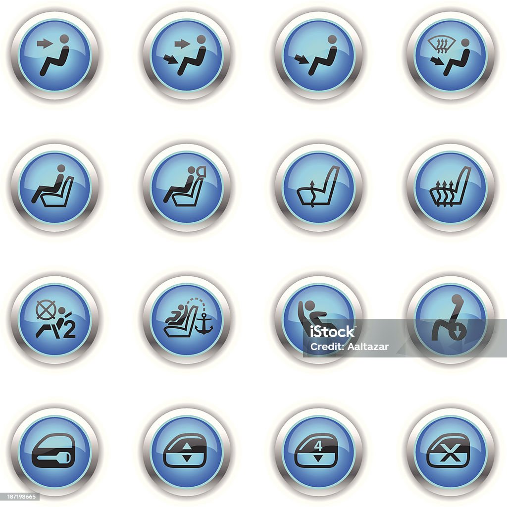 Le icone blu-auto gli indicatori di controllo - arte vettoriale royalty-free di Adulto