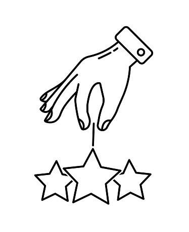 hand holding 3 star icon, vector best line icon.