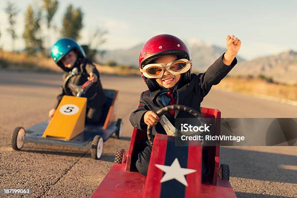 Young Business Boys Race Toy Cars Stock Photo - Download Image Now - Winning, Success, Child