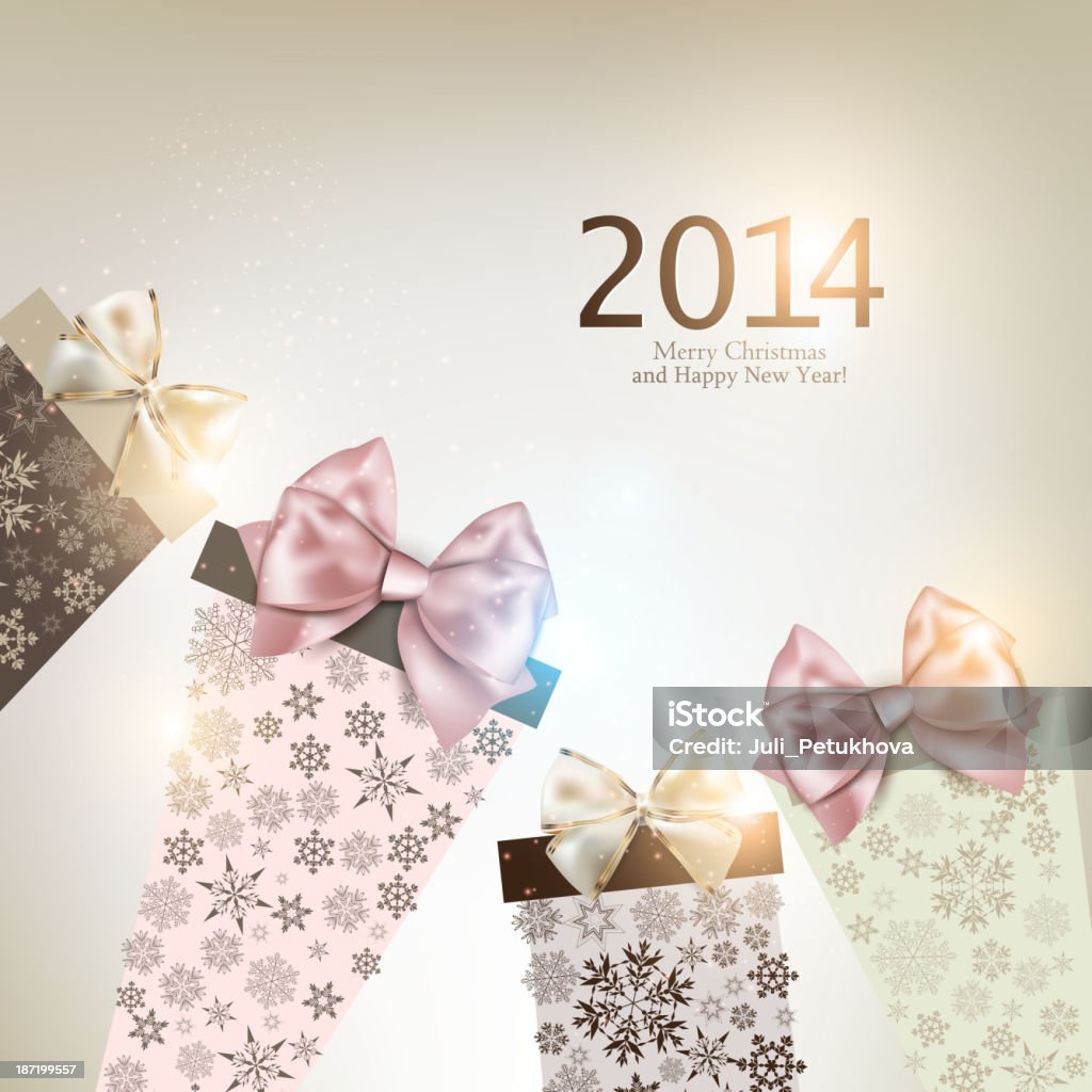 Cajas de regalo hecha de Navidad copo de nieve - arte vectorial de 2014 libre de derechos