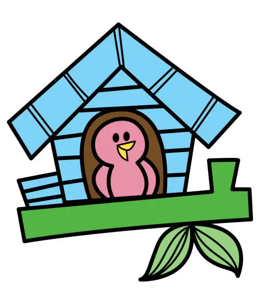 Vector illustration of Bird house cartoon