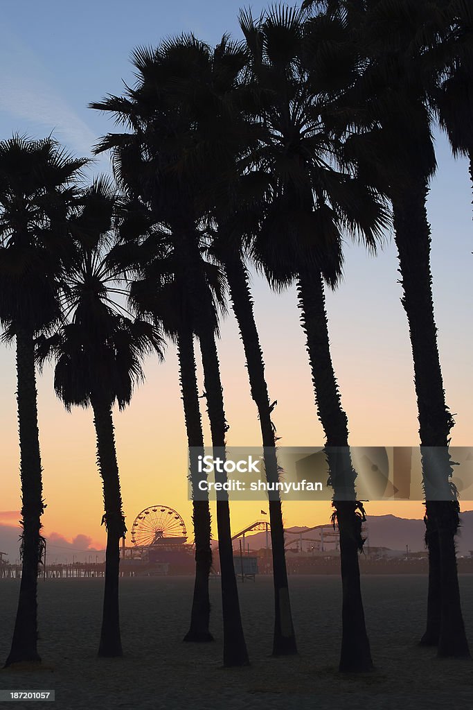Santa Monica; Pier Sunset Sunset at Santa Monica, Los Angeles.. Santa Monica Stock Photo