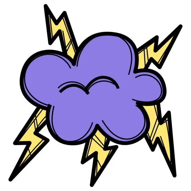 Vector illustration of Thunder cloud cartoon