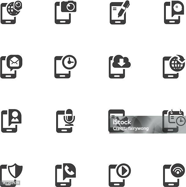 Мобильный Телефон Иконки — стоковая векторная графика и другие изображения на тему Белый - Белый, Беспроводная технология, Близость
