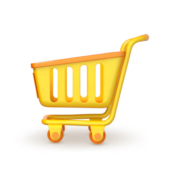 istock 3D cartoon shopping cart isolated on white background. Vector 3d illustration 1872029239