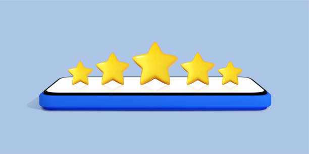 istock 3D Phone with customer feedback. Smartphone with five star rating on the screen. Positive user reviews. Five gold star rate. Online assessment concept. Vector 3d illustration 1872030865