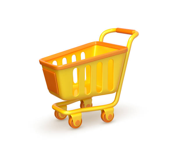 istock 3D cartoon shopping cart isolated on white background. Vector 3d illustration 1872035572