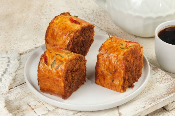 roti abon gulung or Floss Roll Bread Rolls,Asian style bakery pastry treats, sweet and savory