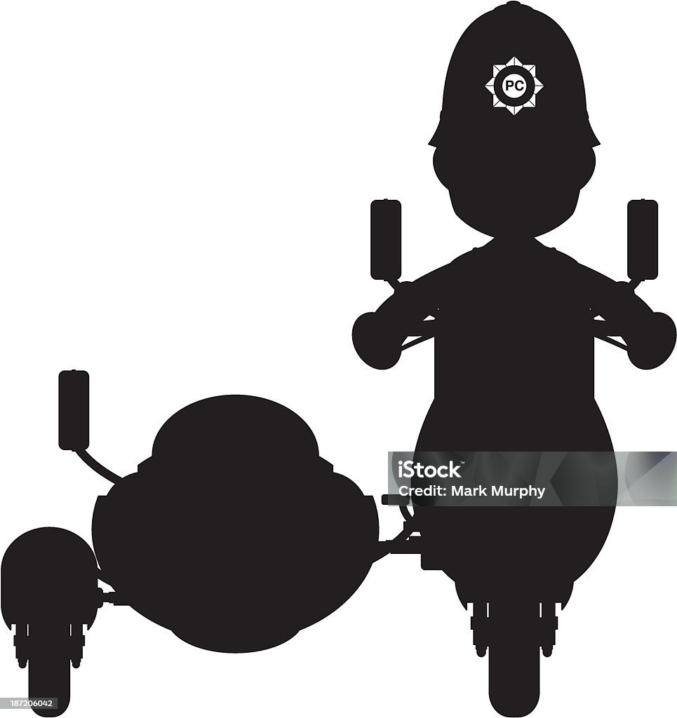 Policial na moto em silhueta - Vetor de Clip Art royalty-free