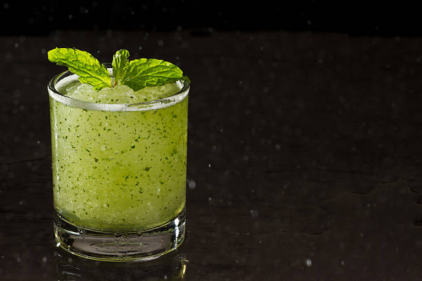 Mojito on stone with rain drop