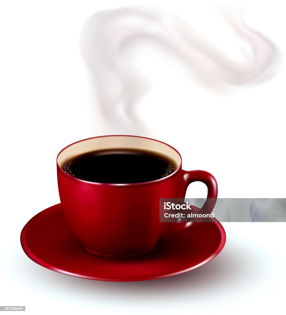 Perfetta rosso tazza di caffè e vapore. - arte vettoriale royalty-free di Bibita