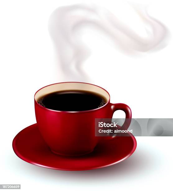 Perfetta Rosso Tazza Di Caffè E Vapore - Immagini vettoriali stock e altre immagini di Bibita - Bibita, Caffeina, Caffè nero
