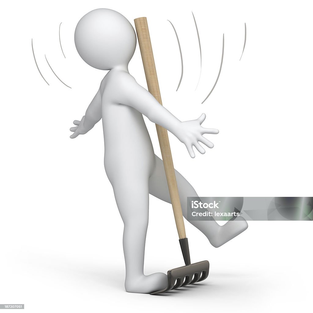 Oops! I did it again Oops! I did it again, 3d human and rake Misfortune Stock Photo