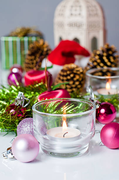 Christmas decoration with candles stock photo