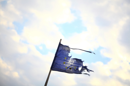 A broken flag of the European Union