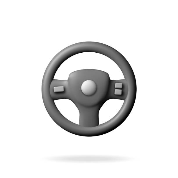 ilustrações, clipart, desenhos animados e ícones de volante do carro 3d isolado no branco - sign airbag driving wheel