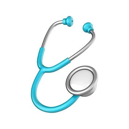 3D cartoon medical phonendoscope isolated on white background. Stethoscope medical equipment icon. Vector 3d illustration