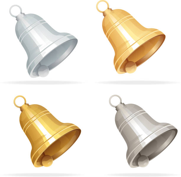 ilustraciones, imágenes clip art, dibujos animados e iconos de stock de conjunto de botones de navidad sobre fondo blanco - bell handbell christmas holiday