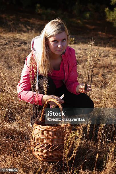 Menina E Cogumelo - Fotografias de stock e mais imagens de Adulto - Adulto, Andar, Ao Ar Livre