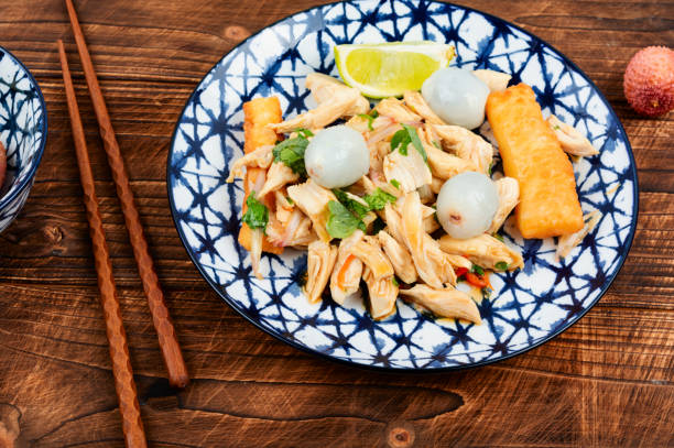 istock Salad with chicken, lychee or litchi and lime. 1872106013