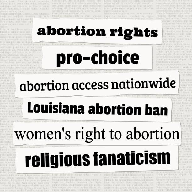 Abortion rights news headlines Abortion rights problems in America. News headlines from newspapers. newspaper titles stock illustrations