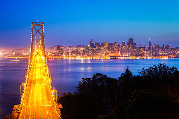 istock San Francisco's bridge at night with the city behind 187213619