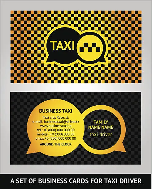 Vector illustration of Visiting cards  taxi