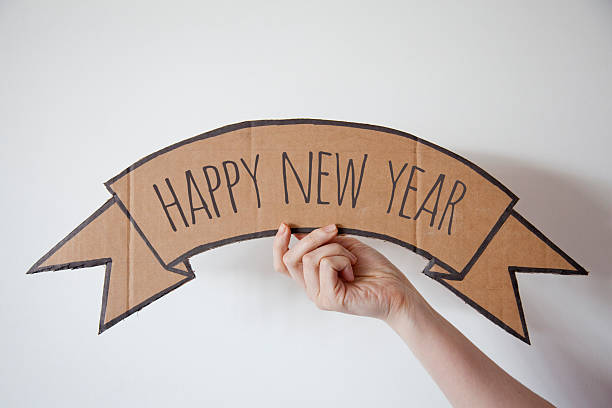 istock Happy new year cardboard banner 187214119
