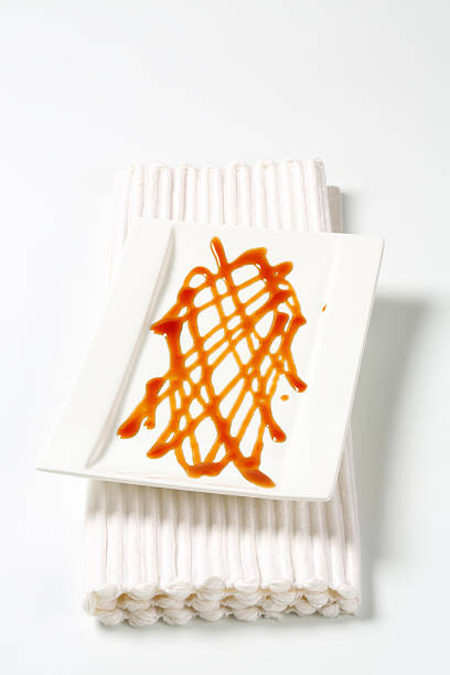 istock 'Plate decorated with caramel sauce 187215974