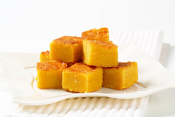 istock Cubes of butter sponge cake 187215986