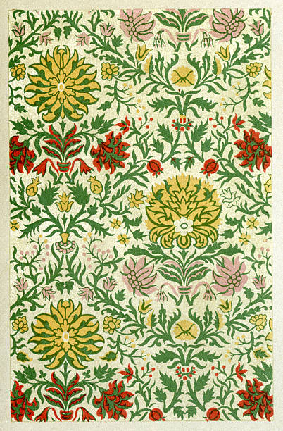illustrazioni stock, clip art, cartoni animati e icone di tendenza di i rami twining in mullion moduli - silk pattern victorian style floral pattern