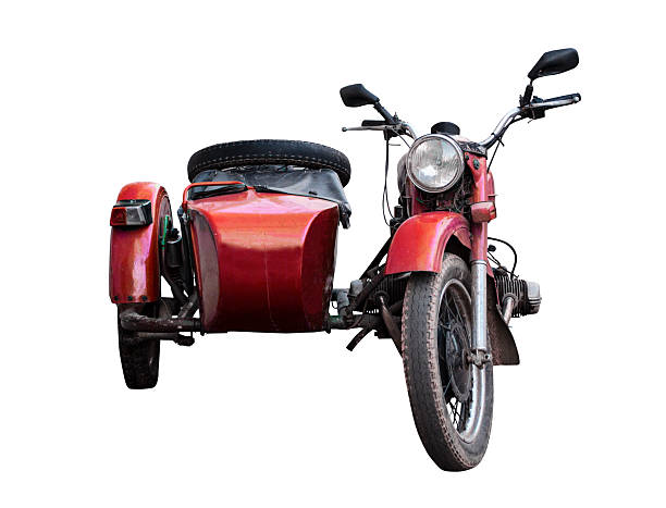 Old red sidecar red sidecar isolated on white background with clipping path. sidecar photos stock pictures, royalty-free photos & images