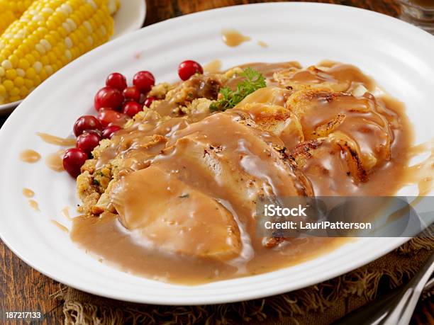Roast Turkey Dinner Stock Photo - Download Image Now - Celebration, Chopped Food, Christmas