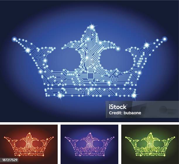 Crown Schaltkreis Farbeset Stock Vektor Art und mehr Bilder von Bildhintergrund - Bildhintergrund, Blau, Computer