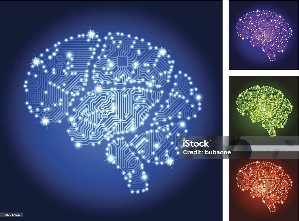 Gehirn Schaltkreis Farbe Set - Lizenzfrei Schaltkreis Vektorgrafik
