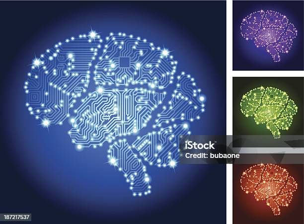 Gehirn Schaltkreis Farbe Set Stock Vektor Art und mehr Bilder von Schaltkreis - Schaltkreis, Verbindung, Bildhintergrund