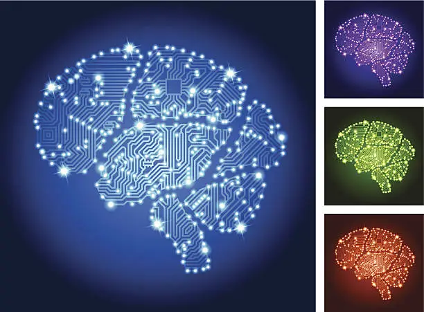 Vector illustration of Brain Circuit Board Color Set