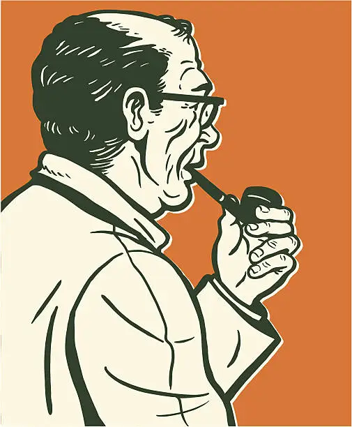 Vector illustration of Man Smoking Pipe