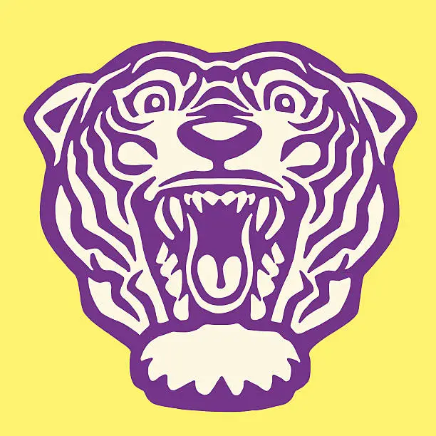 Vector illustration of Roaring Tiger