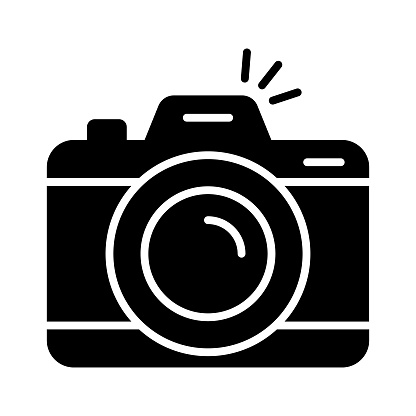 Digital camera icon in flat style, photography equipment, photo camera vector