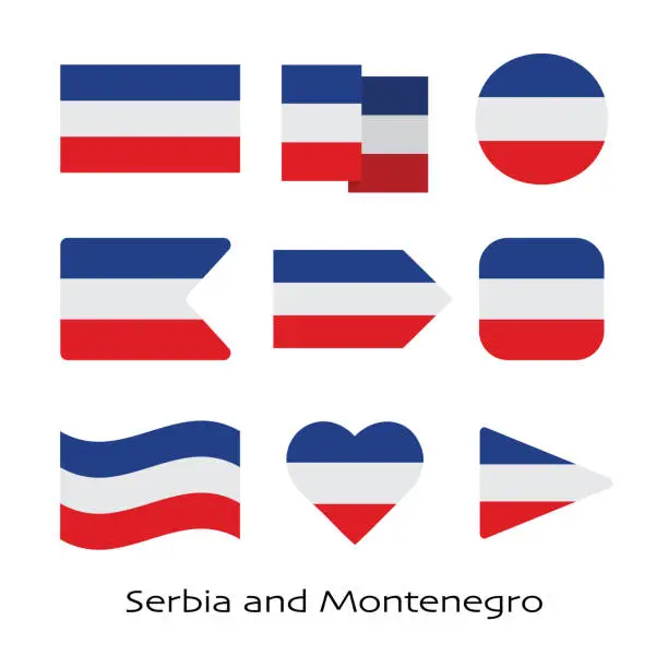 Vector illustration of Serbia and Montenegro flag icon set