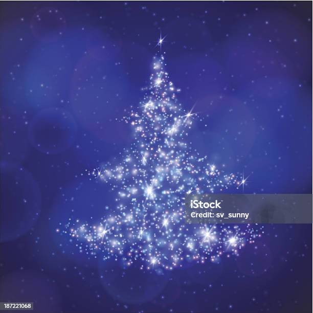 Árvore De Natal Feita De Partículas De Luz - Arte vetorial de stock e mais imagens de Arte - Arte, Arte e Artesanato - Arte visual, Azul