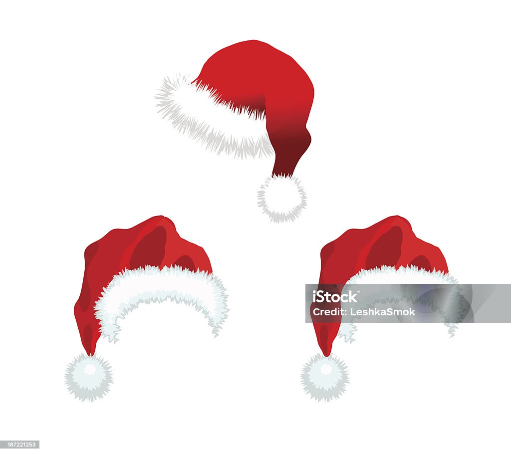 Tres rojo sombrero de Santa Claus - arte vectorial de Ordenador libre de derechos