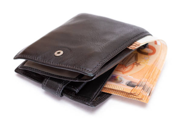 istock Black Leather Men Wallet with Fifty Euro Banknotes Inside - Isolated on White 1872214442