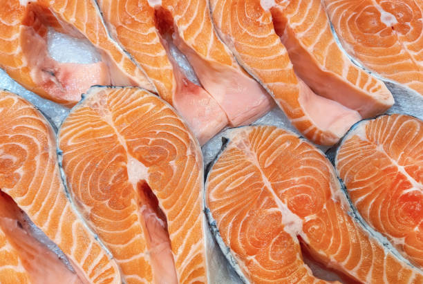 istock Fresh salmon chunks on market stalls 1872214594