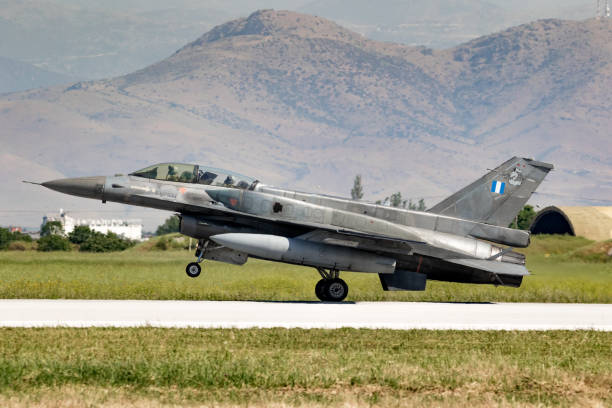 Rear View of F-16 Fighter Jet on Runway