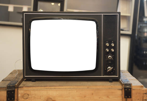 istock Old TV with a white screen on a box. Retro technology concept. 1872220539