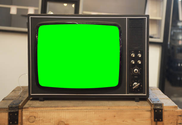 istock Old TV with green screen. Retro technology concept. 1872220722