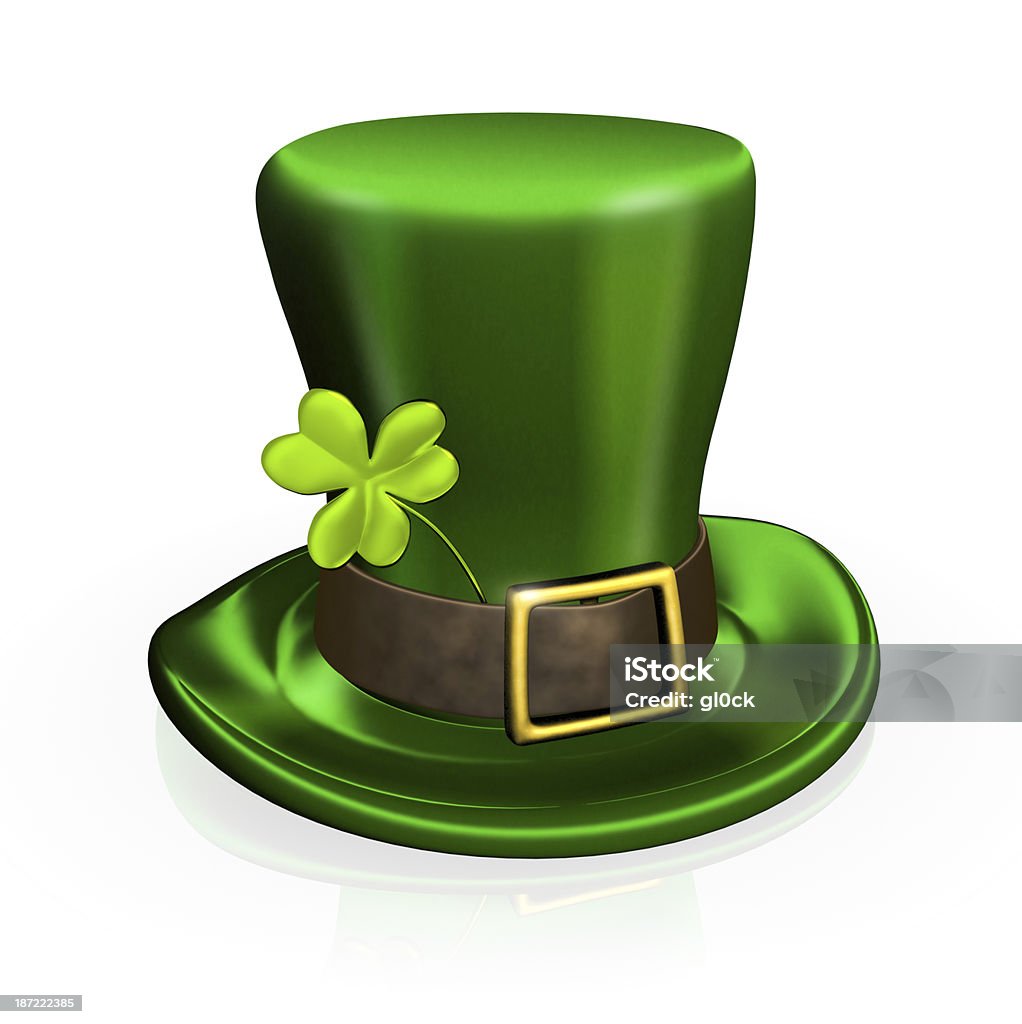 St. Patrick's Day hat with clover St. Patrick's Day hat with clover - isolated on white background Cap - Hat Stock Photo